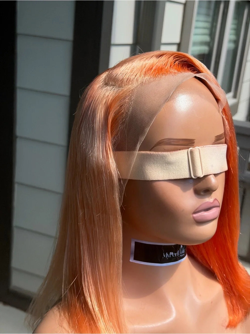 Orange Straight 14in 13x4 Lace Front Wig - Vibrant Orange Women's Human Hair